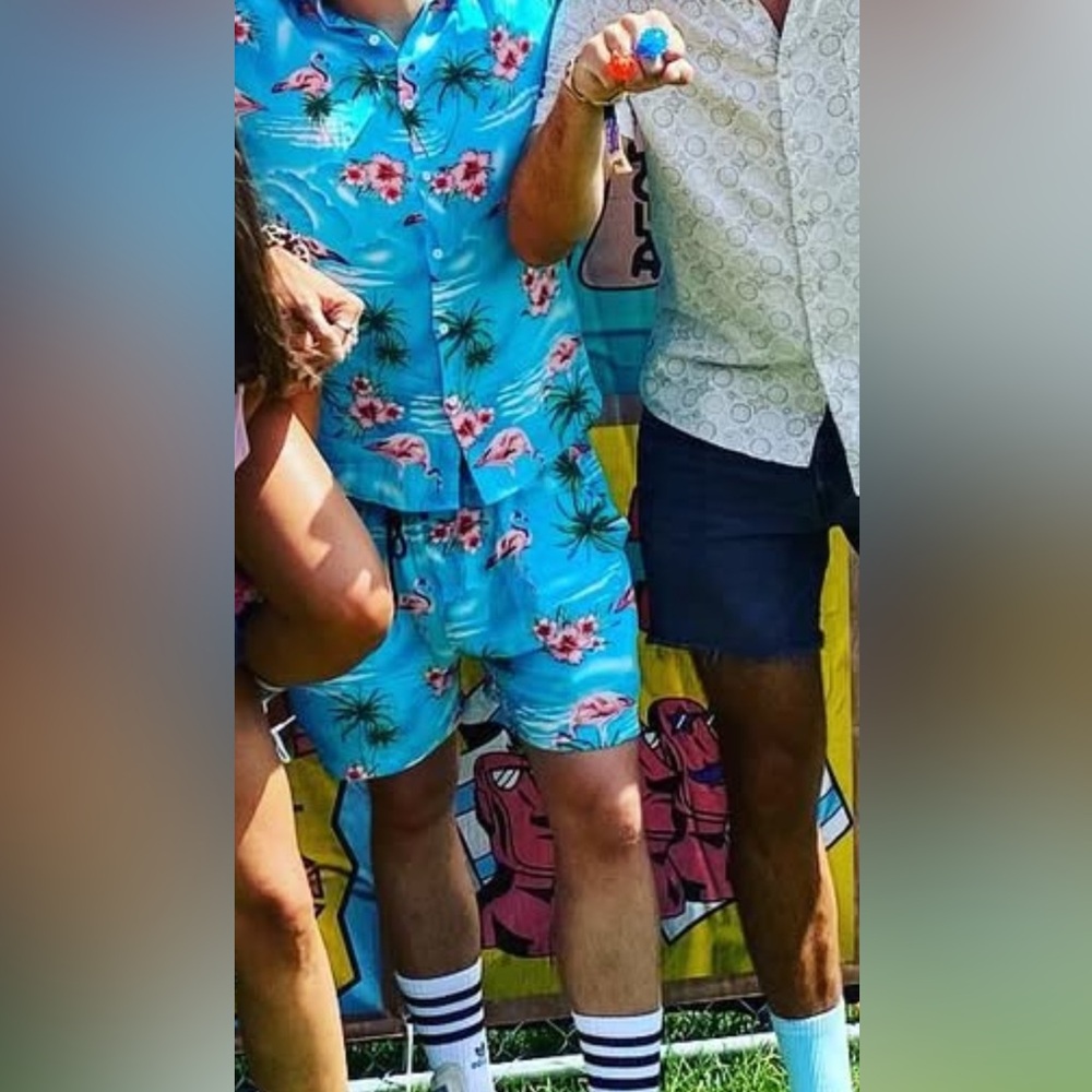 Tropical Flamingo Print outfit ( top and shorts )